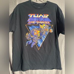 Marvel Thor Love and Thunder Funko Pop Style Graphic Tee Black Large